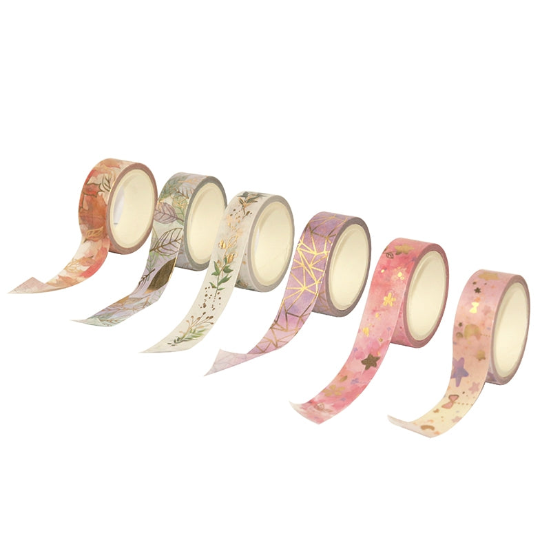 Botanical Nature Theme Foil Stamped Washi Tape Set (6 Rolls) b4