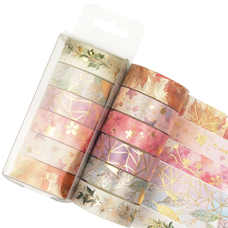 Botanical Nature Theme Foil Stamped Washi Tape Set (6 Rolls) b