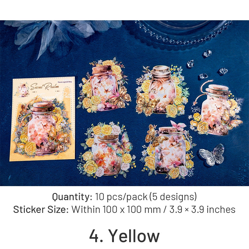 Bottle and Flower Holographic Hot Stamping PET Stickers - Stamprints10