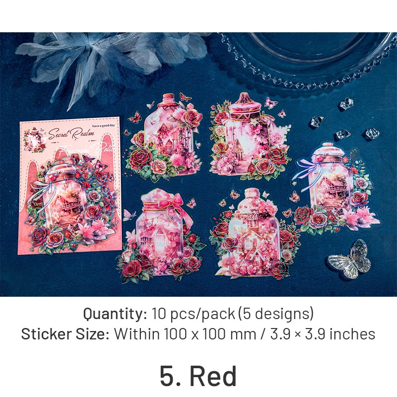 Bottle and Flower Holographic Hot Stamping PET Stickers - Stamprints11