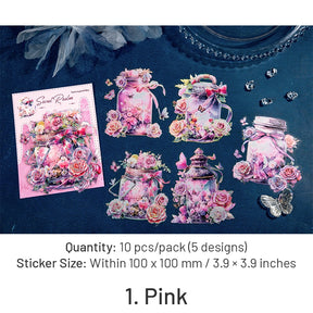 Bottle and Flower Holographic Hot Stamping PET Stickers - Stamprints7