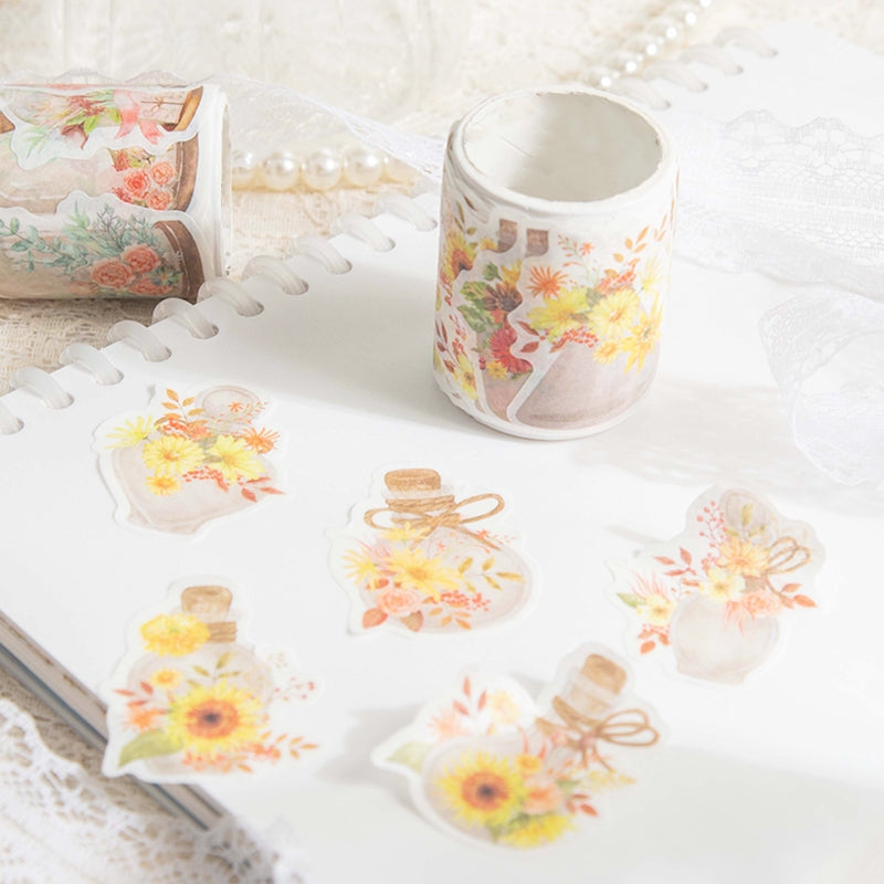 Bottle and Flower Rolled Washi Stickers b6