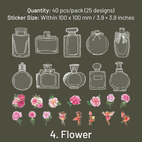 Bottle PET Stickers - Mushroom, Tulip, Daisy, Flower, Rose, Butterfly, Hydrangea, Leaf sku-4