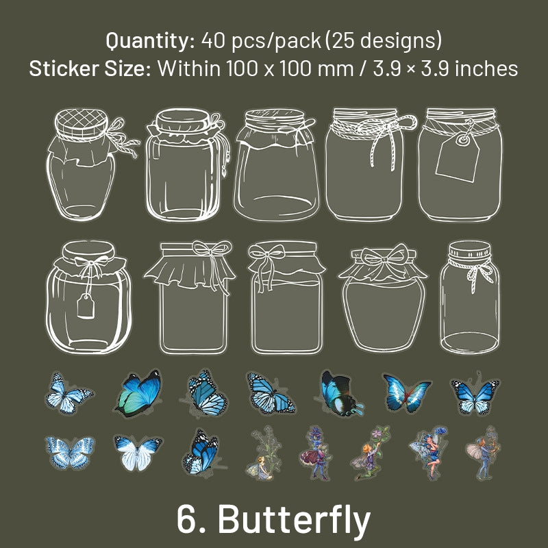 Bottle PET Stickers - Mushroom, Tulip, Daisy, Flower, Rose, Butterfly, Hydrangea, Leaf sku-6