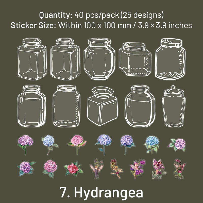 Bottle PET Stickers - Mushroom, Tulip, Daisy, Flower, Rose, Butterfly, Hydrangea, Leaf sku-7