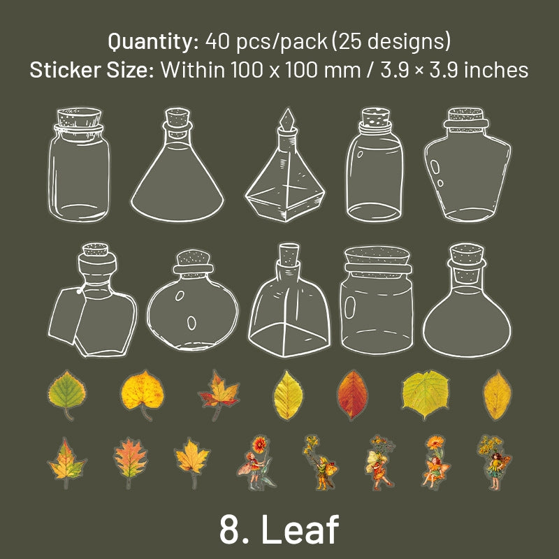 Bottle PET Stickers - Mushroom, Tulip, Daisy, Flower, Rose, Butterfly, Hydrangea, Leaf sku-8