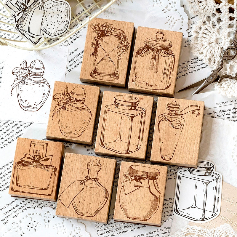 Bottle's Light and Shadow Series Bottle Theme Wooden Rubber Stamp a