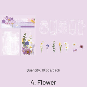 Bottles Themed PET Stickers - Dessert, Little Prince, Travel, Flower, Butterfly, Plant sku-4