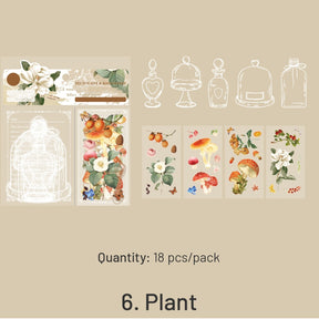 Bottles Themed PET Stickers - Dessert, Little Prince, Travel, Flower, Butterfly, Plant sku-6