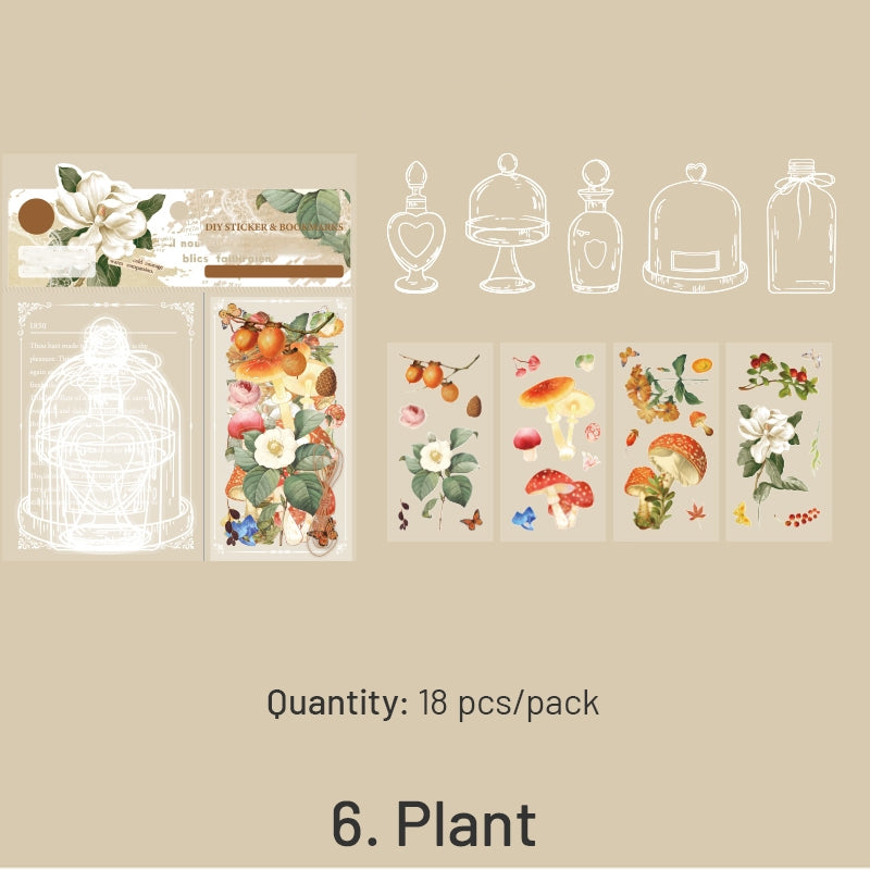 Bottles Themed PET Stickers - Dessert, Little Prince, Travel, Flower, Butterfly, Plant sku-6