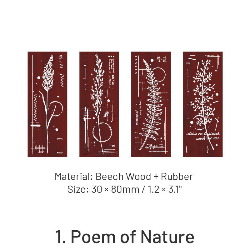 Brilliant Mountain Blossoms Series Flower Plant Wooden Rubber Stamp Set sku-1