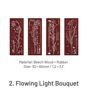 Brilliant Mountain Blossoms Series Flower Plant Wooden Rubber Stamp Set sku-2