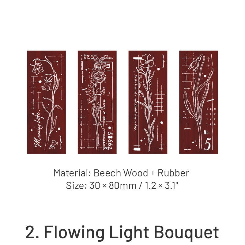 Brilliant Mountain Blossoms Series Flower Plant Wooden Rubber Stamp Set sku-2