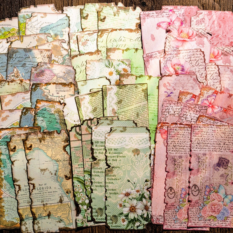Burnt Edge Material Paper - Manuscript, Newspaper, Map, Lily, Bill b1