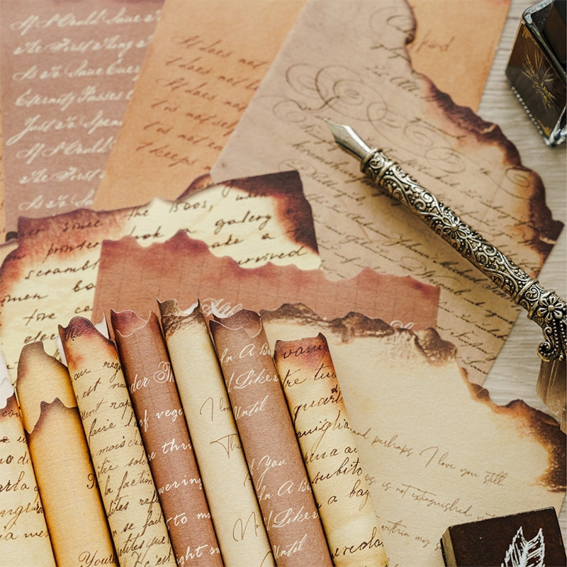 Burnt Pages Scrapbook Paper - Letters, Manuscripts, Music, Newspaper b1