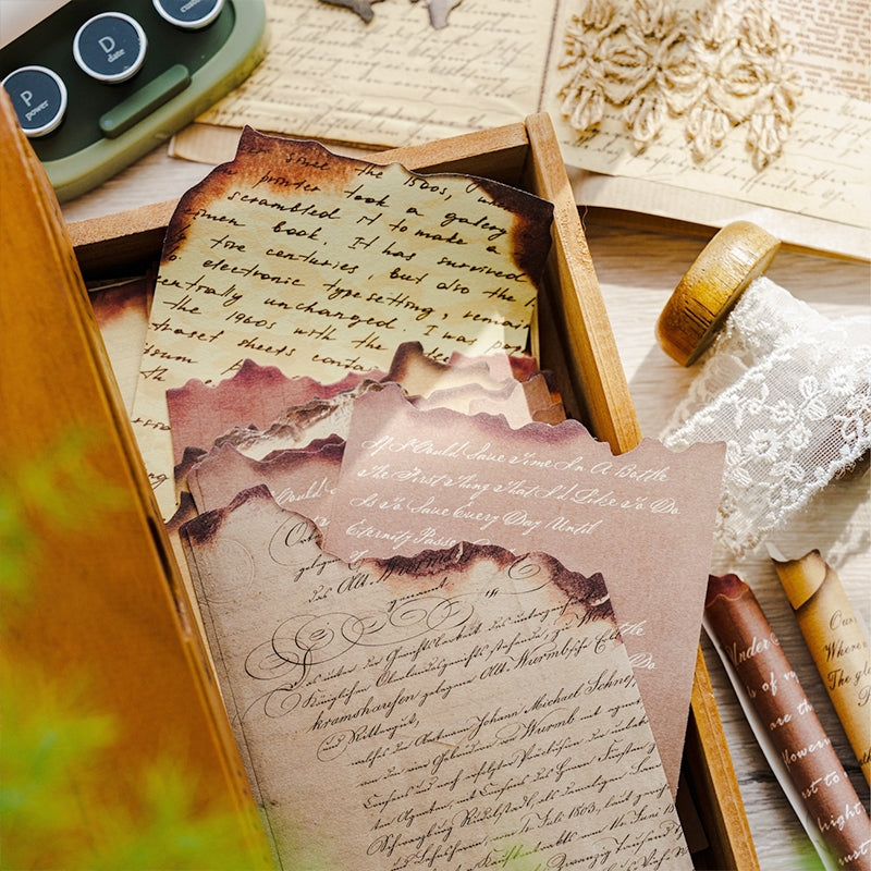 Burnt Pages Scrapbook Paper - Letters, Manuscripts, Music, Newspaper b3