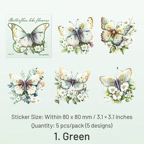 Butterflies in a Garden of Flowers PET Stickers sku-1