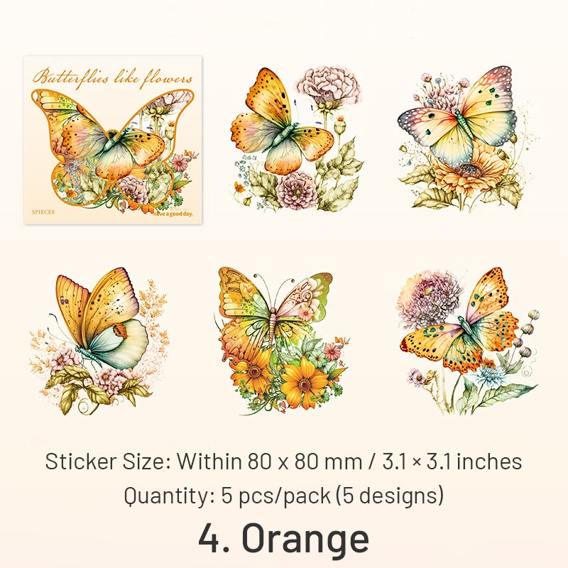 Butterflies in a Garden of Flowers PET Stickers sku-4
