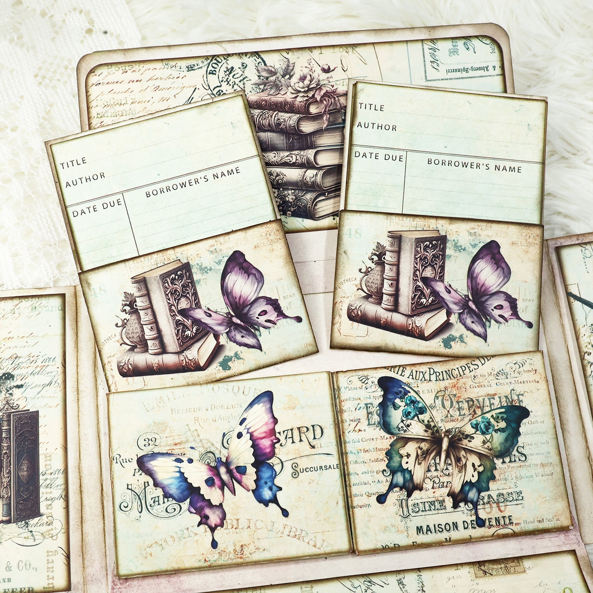 Butterfly and Book Handmade Junk Journal Folio Kit 11