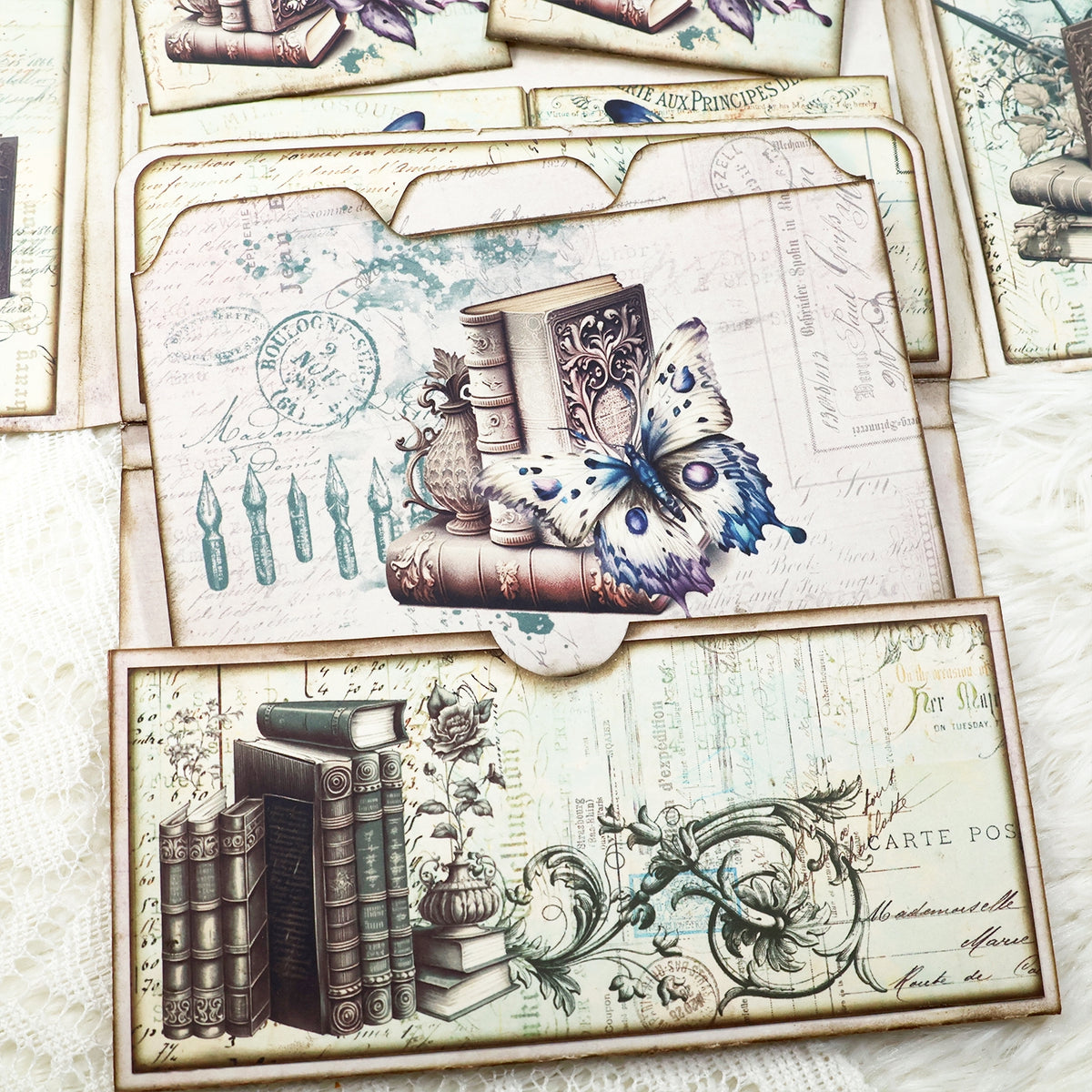 Butterfly and Book Handmade Junk Journal Folio Kit 13