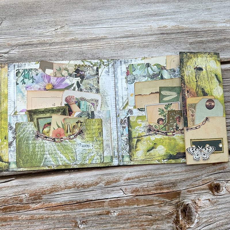 Butterfly and Lush Green Forest Handmade Junk Journal Folio Kit - Stamprints3