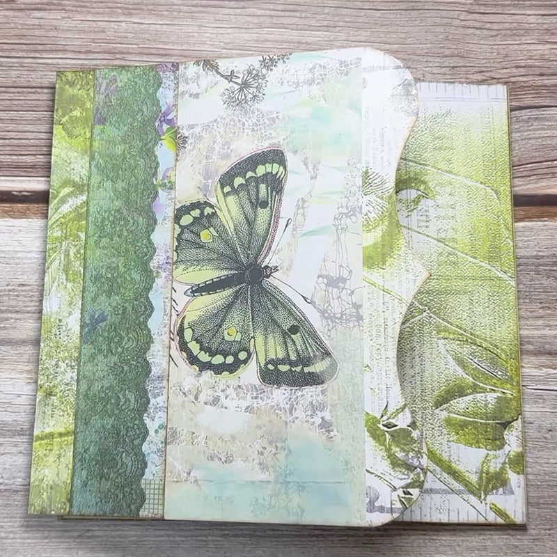 Butterfly and Lush Green Forest Handmade Junk Journal Folio Kit - Stamprints5