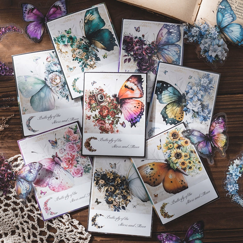 Butterfly and Moon PET Stickers a