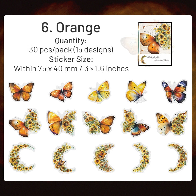 Butterfly and Moon PET Stickers sku-6
