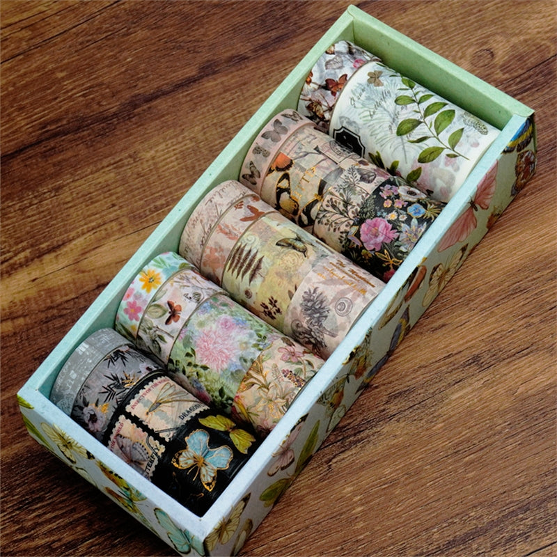 Butterfly and Nature Foil Stamped Washi Tape Set (18 Rolls) b5