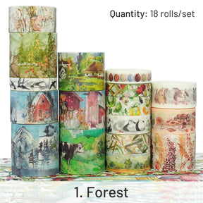 Butterfly and Nature Foil Stamped Washi Tape Set (18 Rolls) sku-1