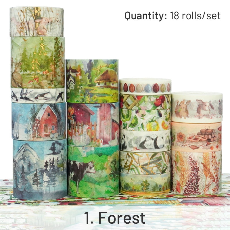 Butterfly and Nature Foil Stamped Washi Tape Set (18 Rolls) sku-1