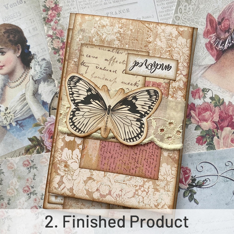 Butterfly Flower Handmade Collage Folder Pocket Storage Book sku-2