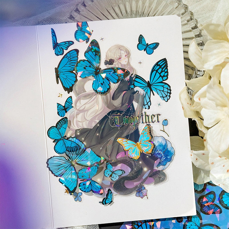 Butterfly Holographic Hot Stamping Coated Paper Sticker Sheets b4