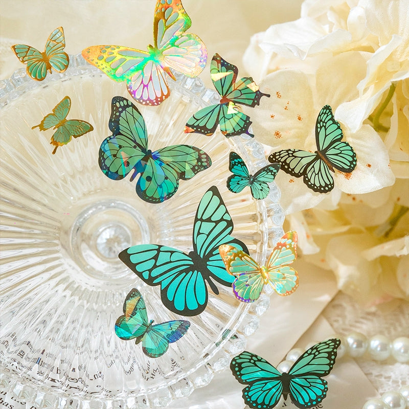Butterfly Holographic Hot Stamping Coated Paper Sticker Sheets b7
