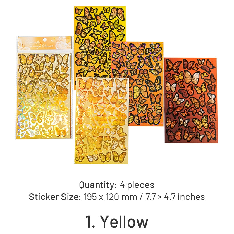 Butterfly Holographic Hot Stamping Coated Paper Sticker Sheets sku-1