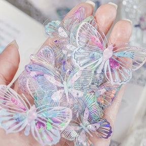 Butterfly Holographic Hot Stamping Silver PET Stickers b3