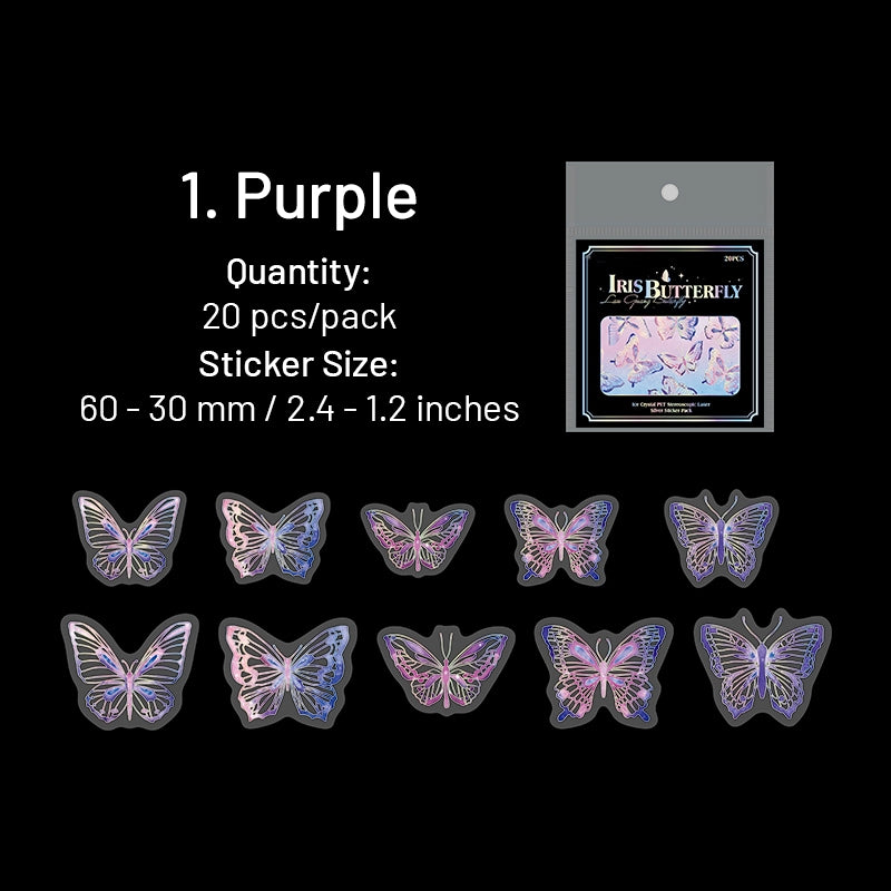Butterfly Holographic Hot Stamping Silver PET Stickers sku-1