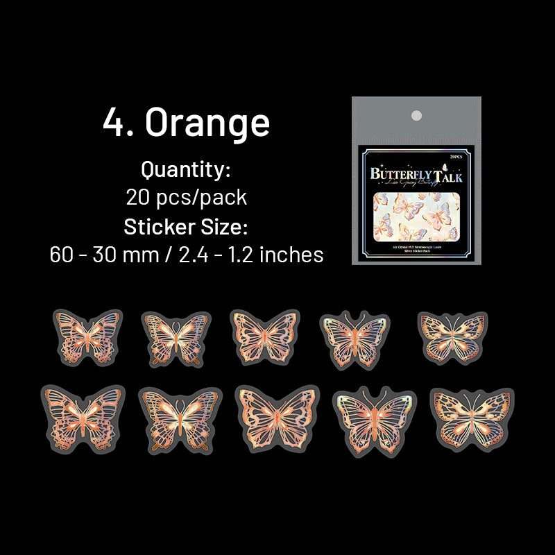 Butterfly Holographic Hot Stamping Silver PET Stickers sku-4