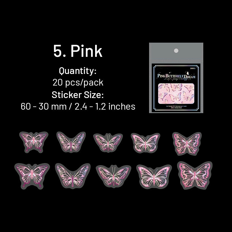 Butterfly Holographic Hot Stamping Silver PET Stickers sku-5