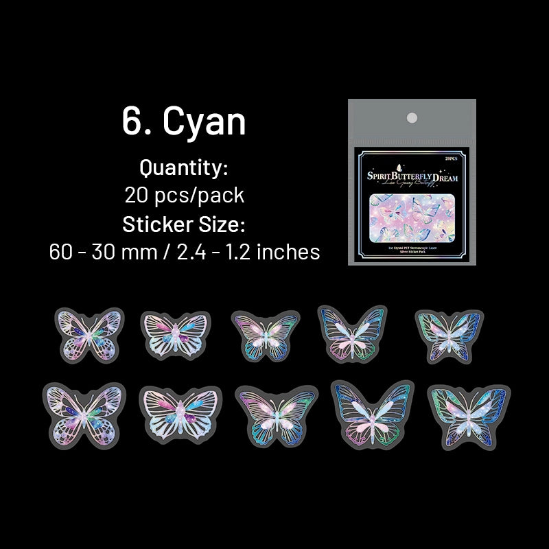 Butterfly Holographic Hot Stamping Silver PET Stickers sku-6