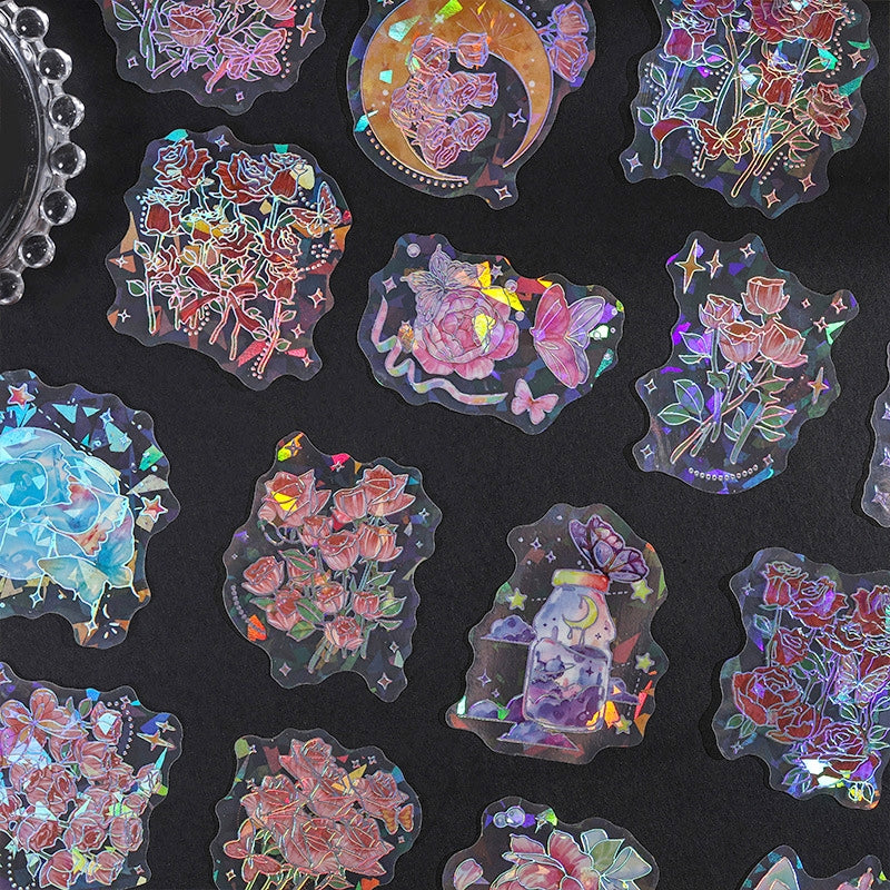 Butterfly Holographic PET Stickers - Rose, Tulip b1