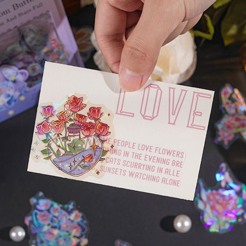 Butterfly Holographic PET Stickers - Rose, Tulip b6