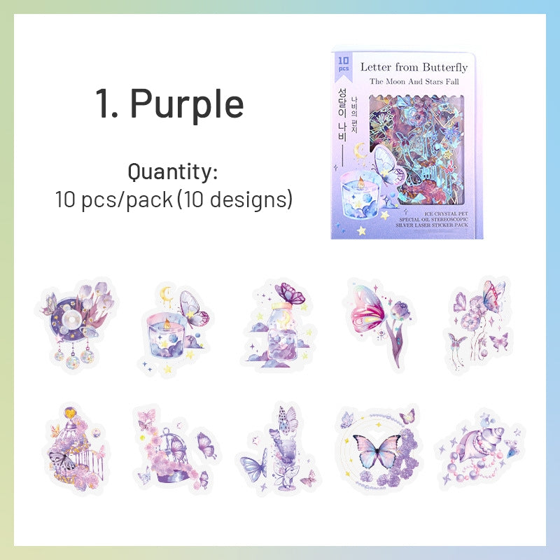 Butterfly Holographic PET Stickers - Rose, Tulip sku-1