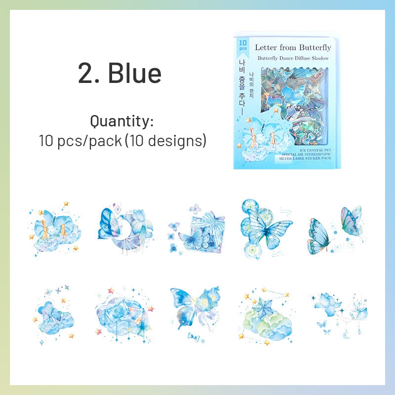 Butterfly Holographic PET Stickers - Rose, Tulip sku-2