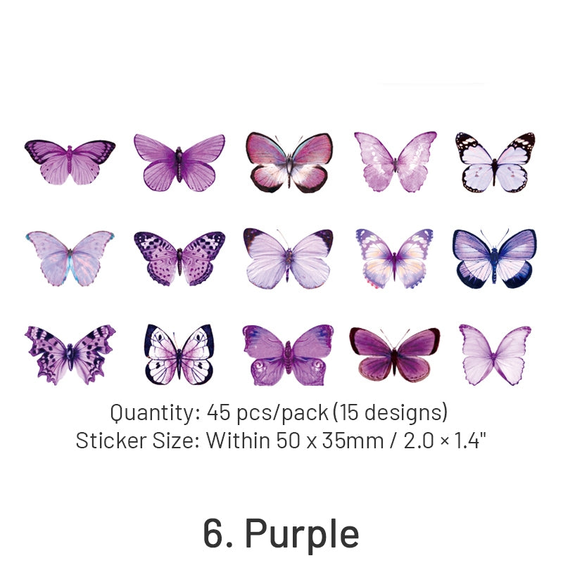 Butterfly Shadow Herbarium Series Stickers - Exquisite PET Decorative  Stickers