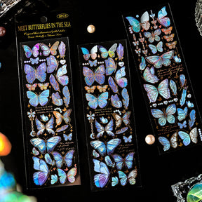 Butterfly-themed Holographic Hot Stamping PET Sticker Sheet b4