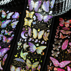Butterfly-themed Holographic Hot Stamping PET Sticker Sheet c2