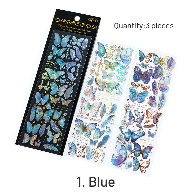 Butterfly-themed Holographic Hot Stamping PET Sticker Sheet sku-1