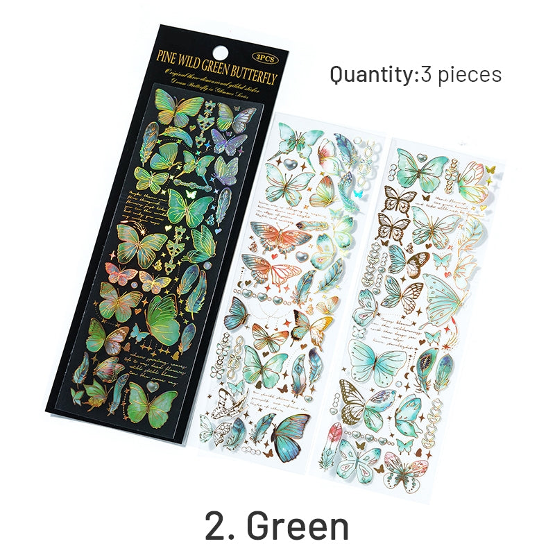 Butterfly-themed Holographic Hot Stamping PET Sticker Sheet sku-2