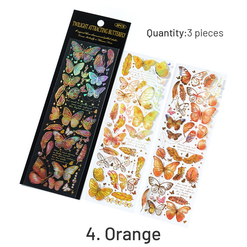 Butterfly-themed Holographic Hot Stamping PET Sticker Sheet sku-4